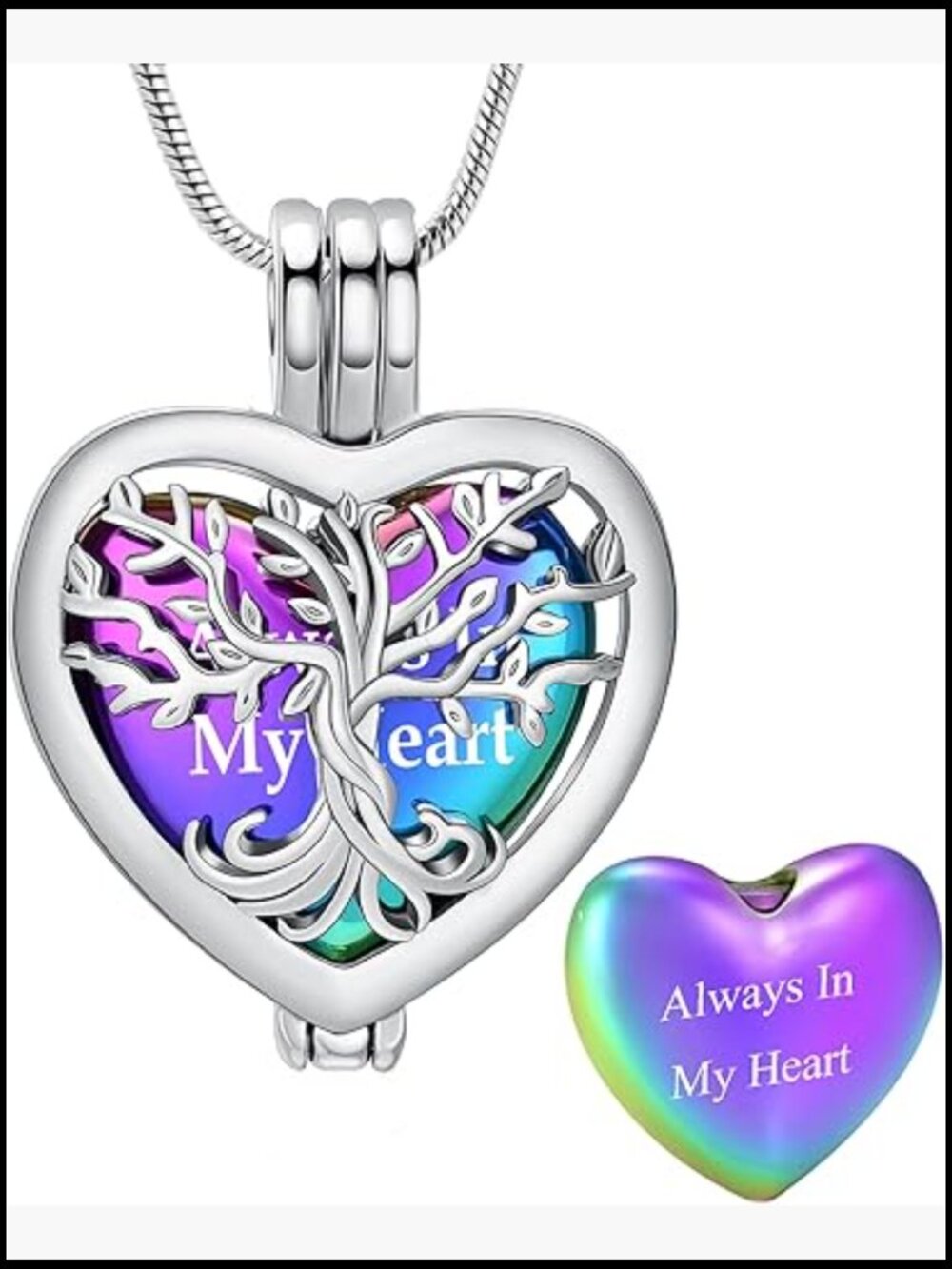 Tree of Life Heart Urn Necklace for Ashes Cremation Memorial Jewelry with